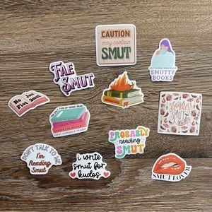 Smutty Bookish Vinyl Stickers, Set of 10